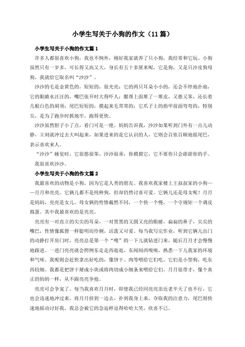 小学生写关于小狗的作文(11篇)