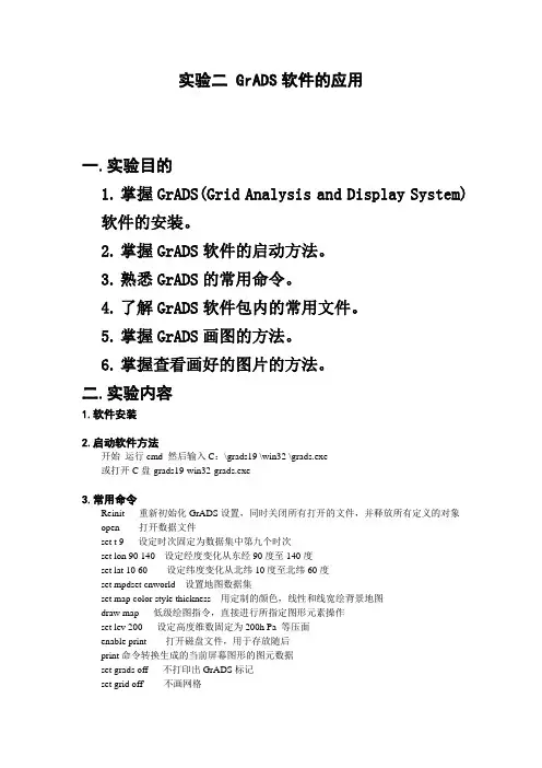 实验二 GrADS软件的应用