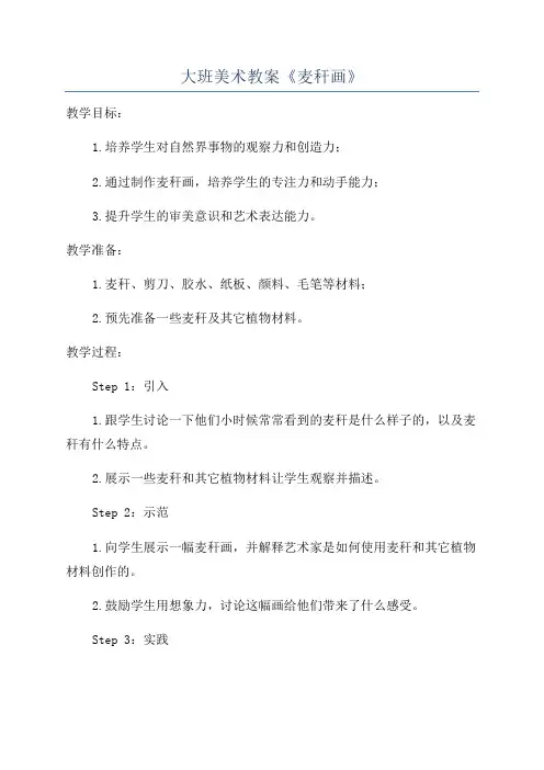 大班美术教案《麦秆画》