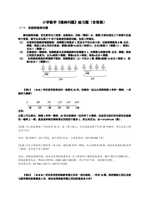 小学数学《植树问题》练习题(含答案)