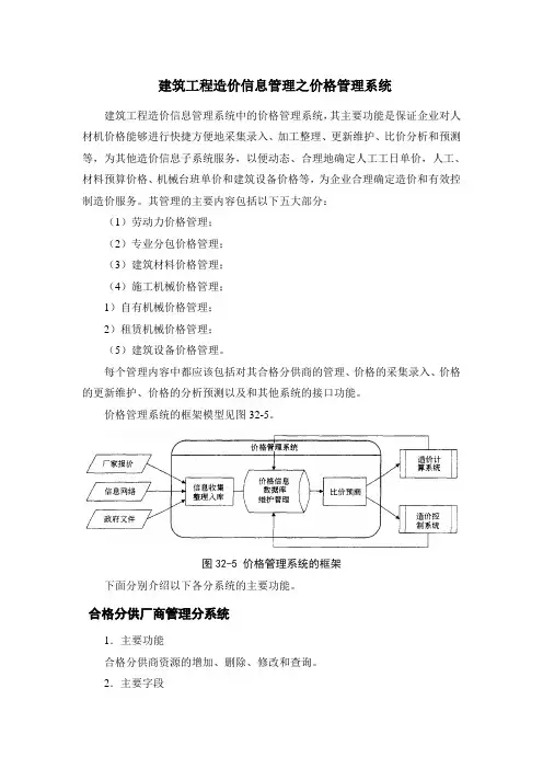 建筑工程造价信息管理之价格管理系统