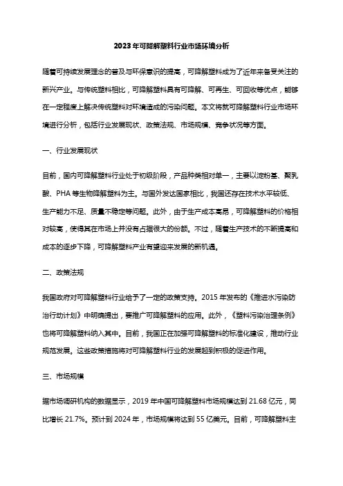 2023年可降解塑料行业市场环境分析
