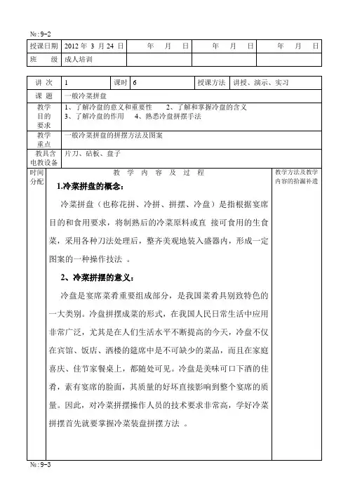 一般冷菜拼盘教案