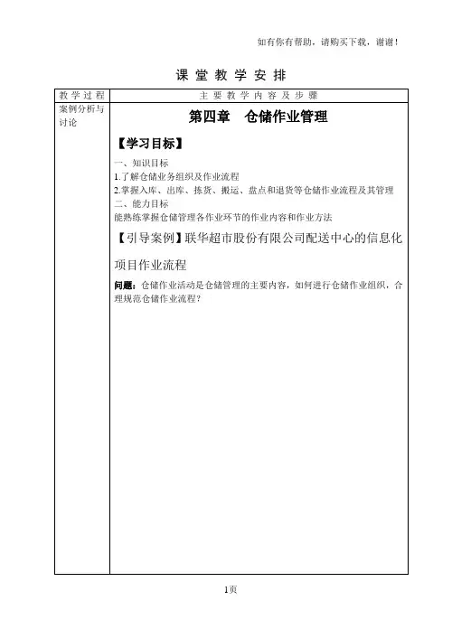 仓储管理实务第四章仓储作业管理