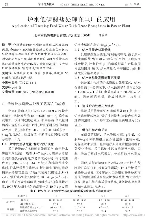 炉水低磷酸盐处理在电厂的应用_陈振华