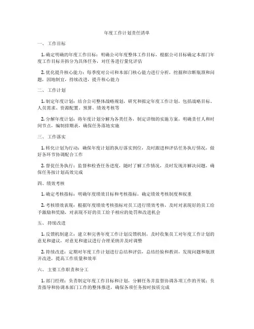 年度工作计划责任清单