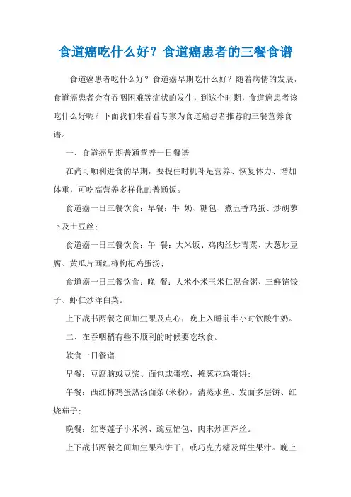 食道癌吃什么好？食道癌患者的三餐食谱