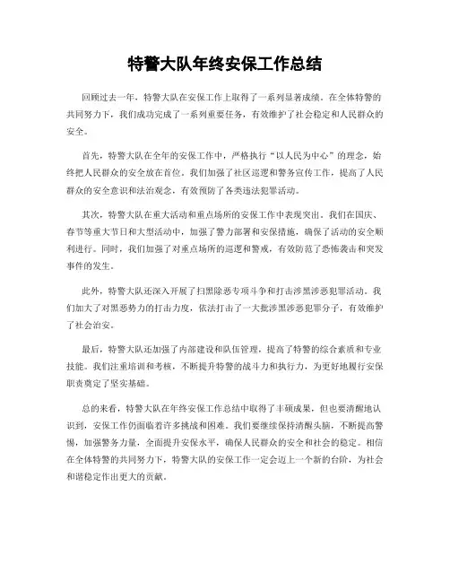 特警大队年终安保工作总结