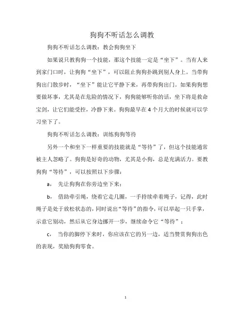 狗狗不听话怎么调教