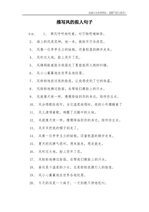 描写风的拟人句子
