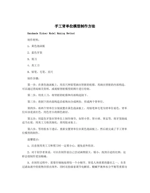 手工肾单位模型制作方法