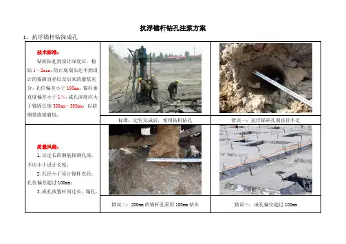 抗浮锚杆钻孔注浆方案