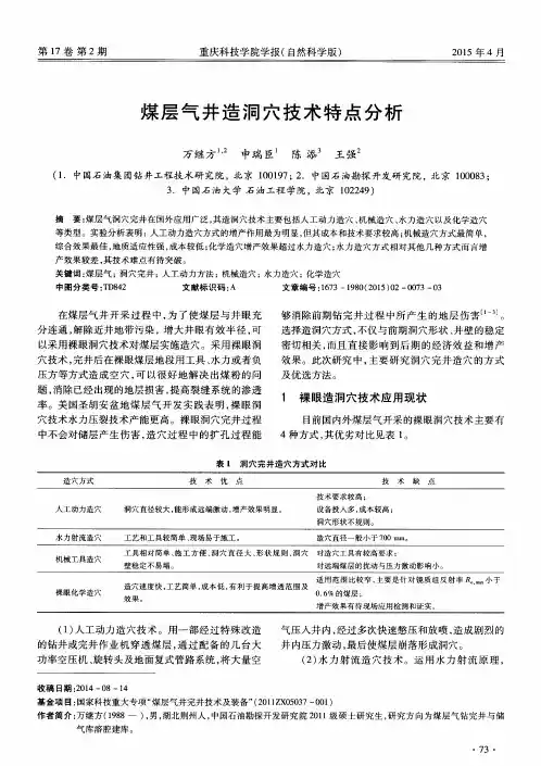 煤层气井造洞穴技术特点分析