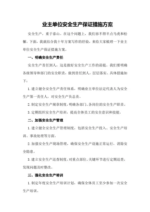 业主单位安全生产保证措施方案