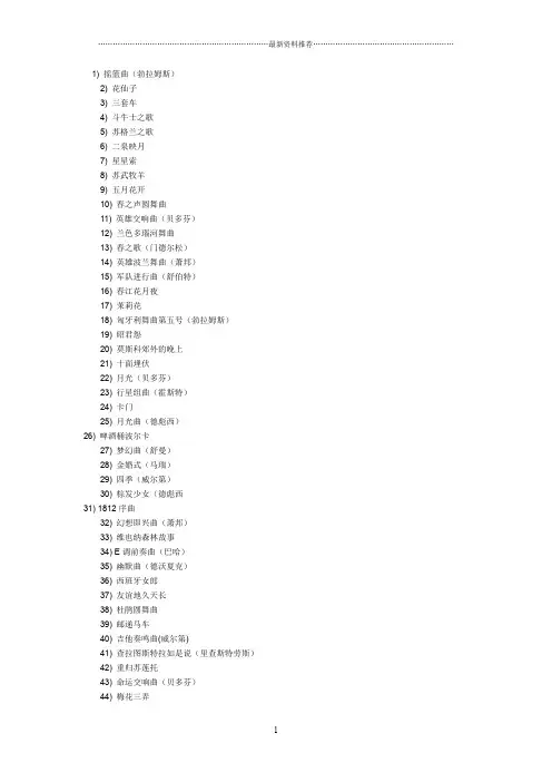100首世界上最经典钢琴曲欣赏精编版