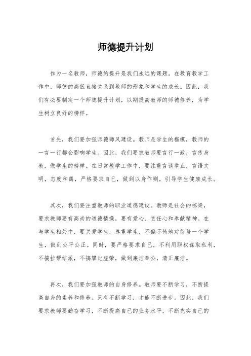 师德提升计划