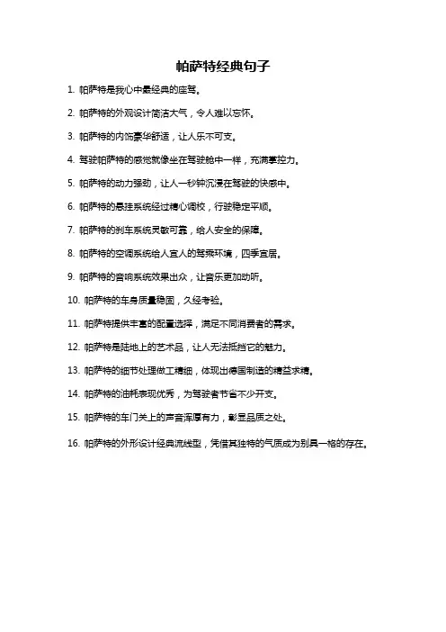 帕萨特经典句子