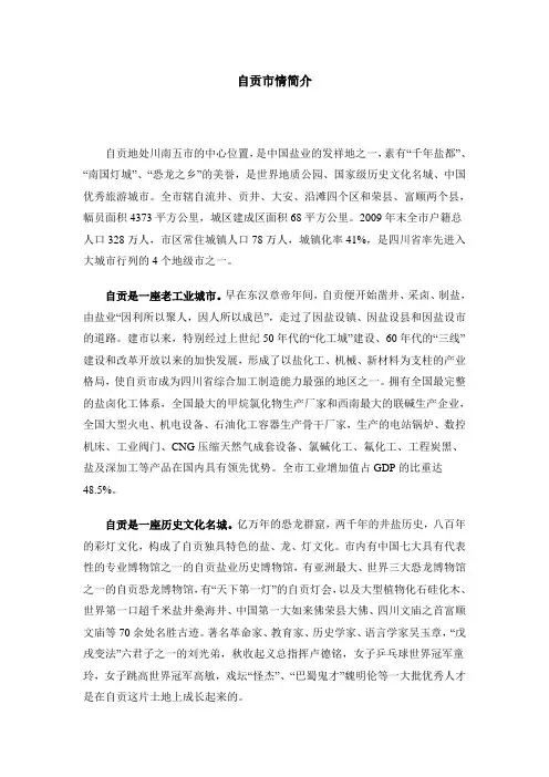 自贡市情简介