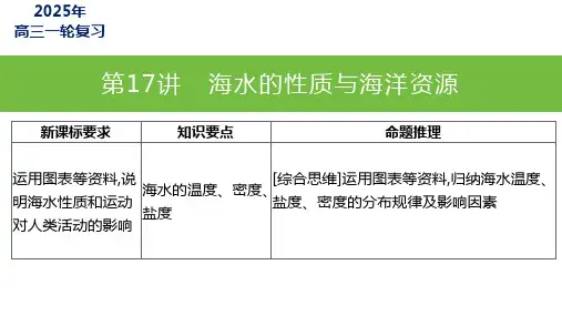 第17讲+海水的性质与海洋资源+——2025高考地理一轮复习