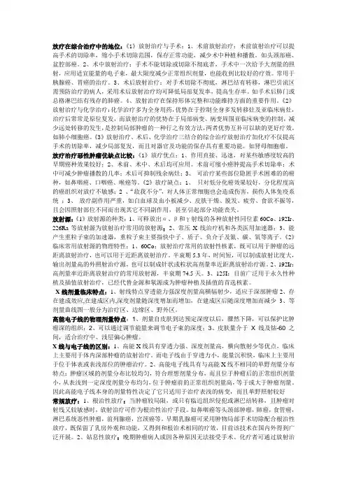 肿瘤放射治疗经典知识解答