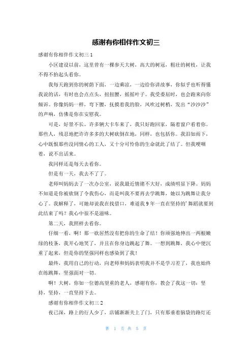 感谢有你相伴作文初三