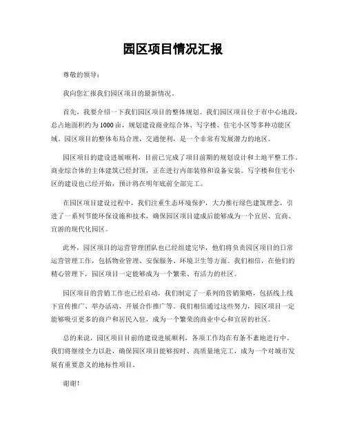 园区项目情况汇报