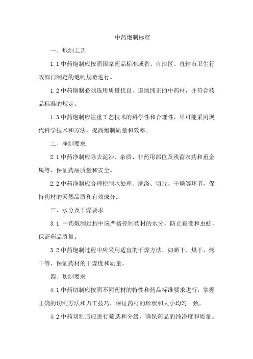 中药炮制标准