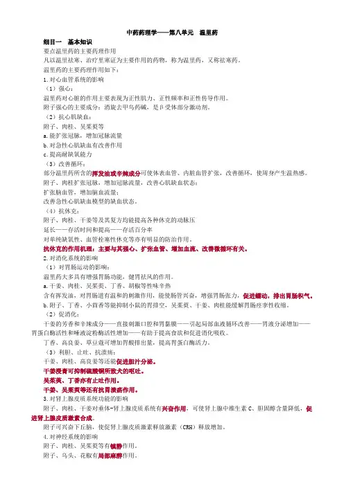 中药药理学——第八单元 温里药