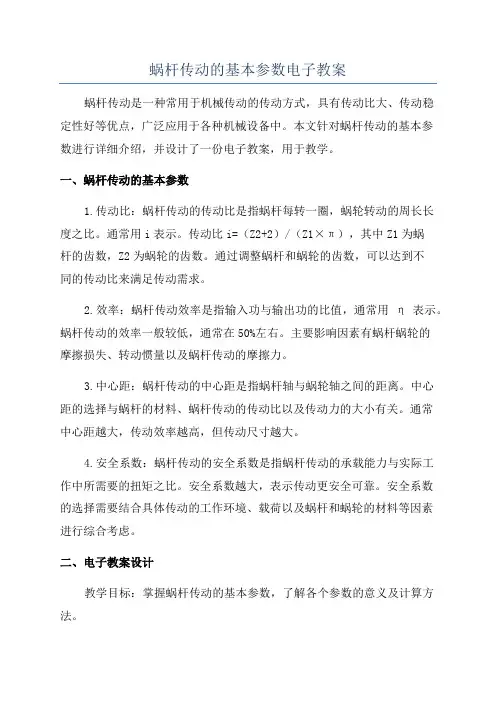 蜗杆传动的基本参数电子教案