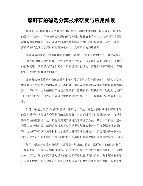 煤矸石的磁选分离技术研究与应用前景