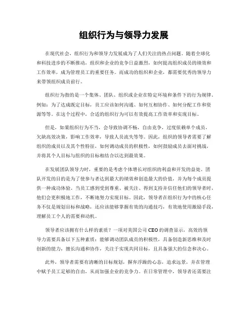 组织行为与领导力发展