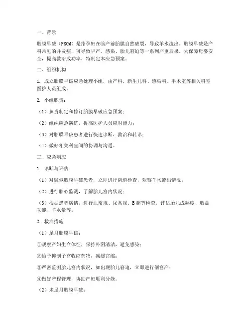 胎膜早破应急预案