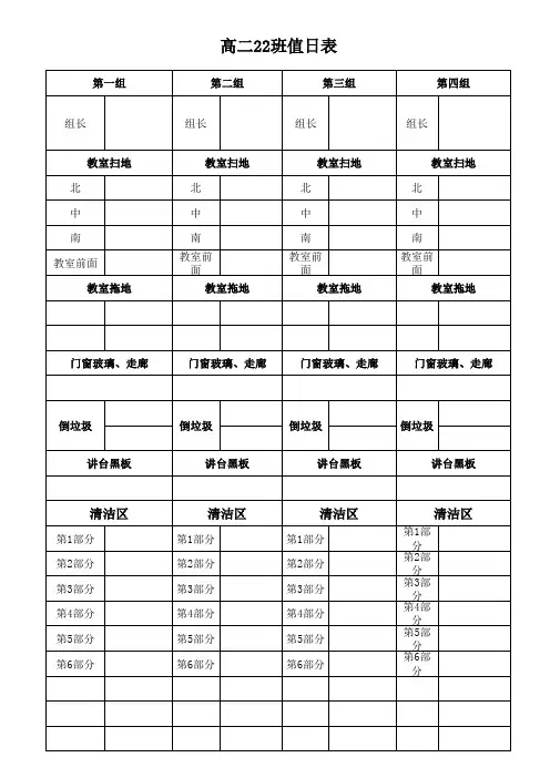 高中班级值日表模版(1)