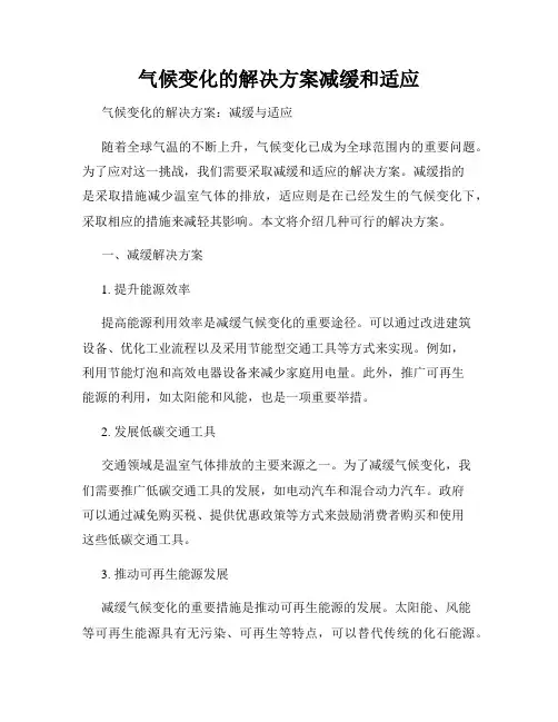 气候变化的解决方案减缓和适应