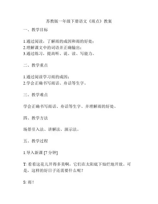 苏教版一年级下册语文《雨点》教案