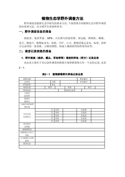 野外调查方法