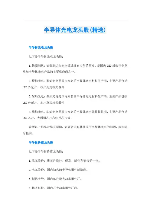 半导体光电龙头股(精选)