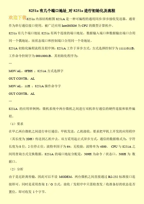 8251a有几个端口地址_对8251a进行初始化及流程