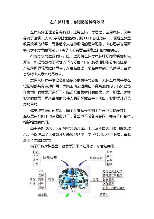 左右脑并用，有记忆的神奇效果