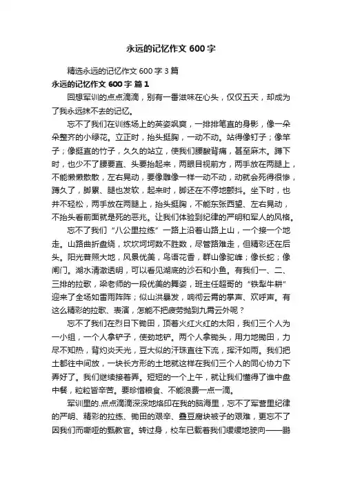 精选永远的记忆作文600字3篇