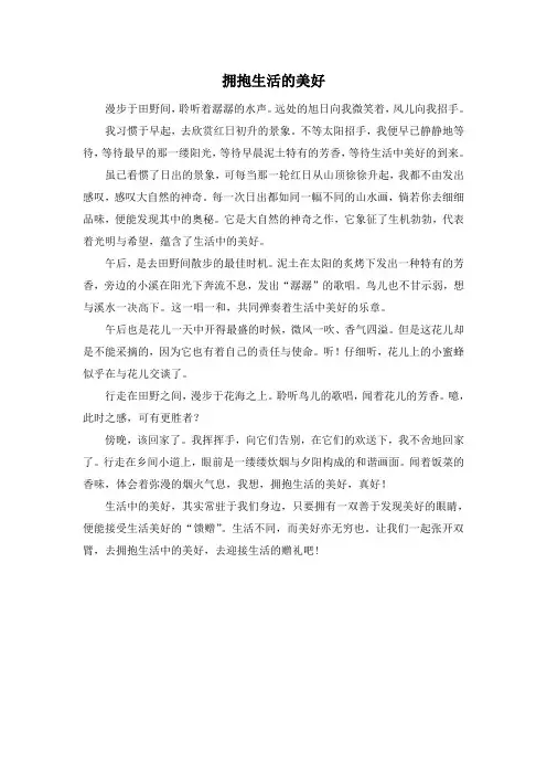 初中优秀作文：拥抱生活的美好