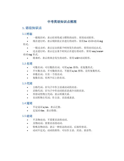 中考英语知识点梳理