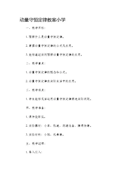 动量守恒定律教案小学