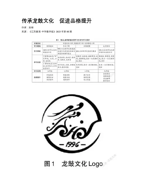 传承龙鼓文化　促进品格提升