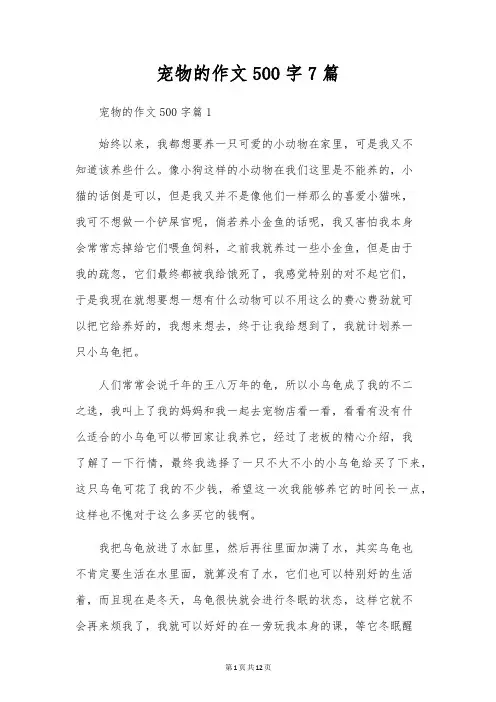 宠物的作文500字7篇