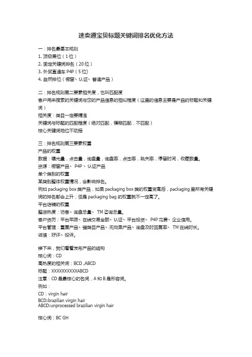 速卖通宝贝关键词排名标题优化培训