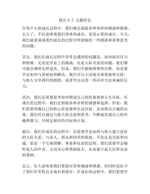 我长大了 主题班会