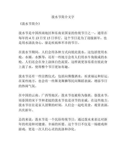 泼水节简介文字