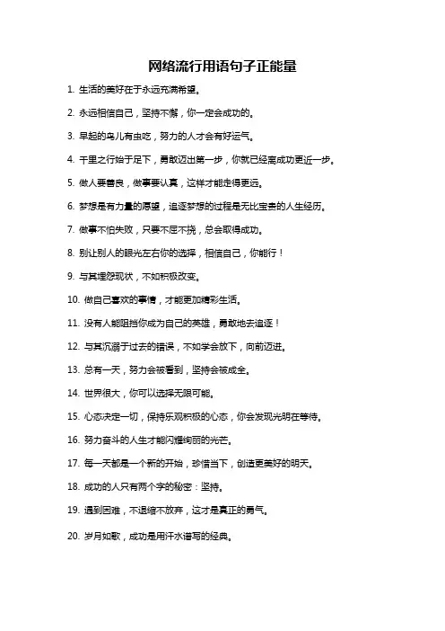 网络流行用语句子正能量