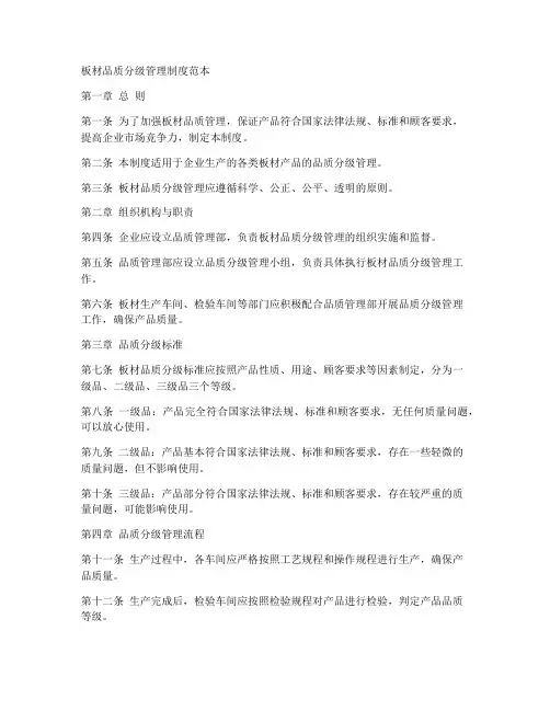 板材品质分级管理制度范本
